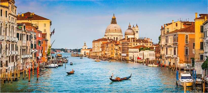 Venice, Italy - river with romantic gondolas